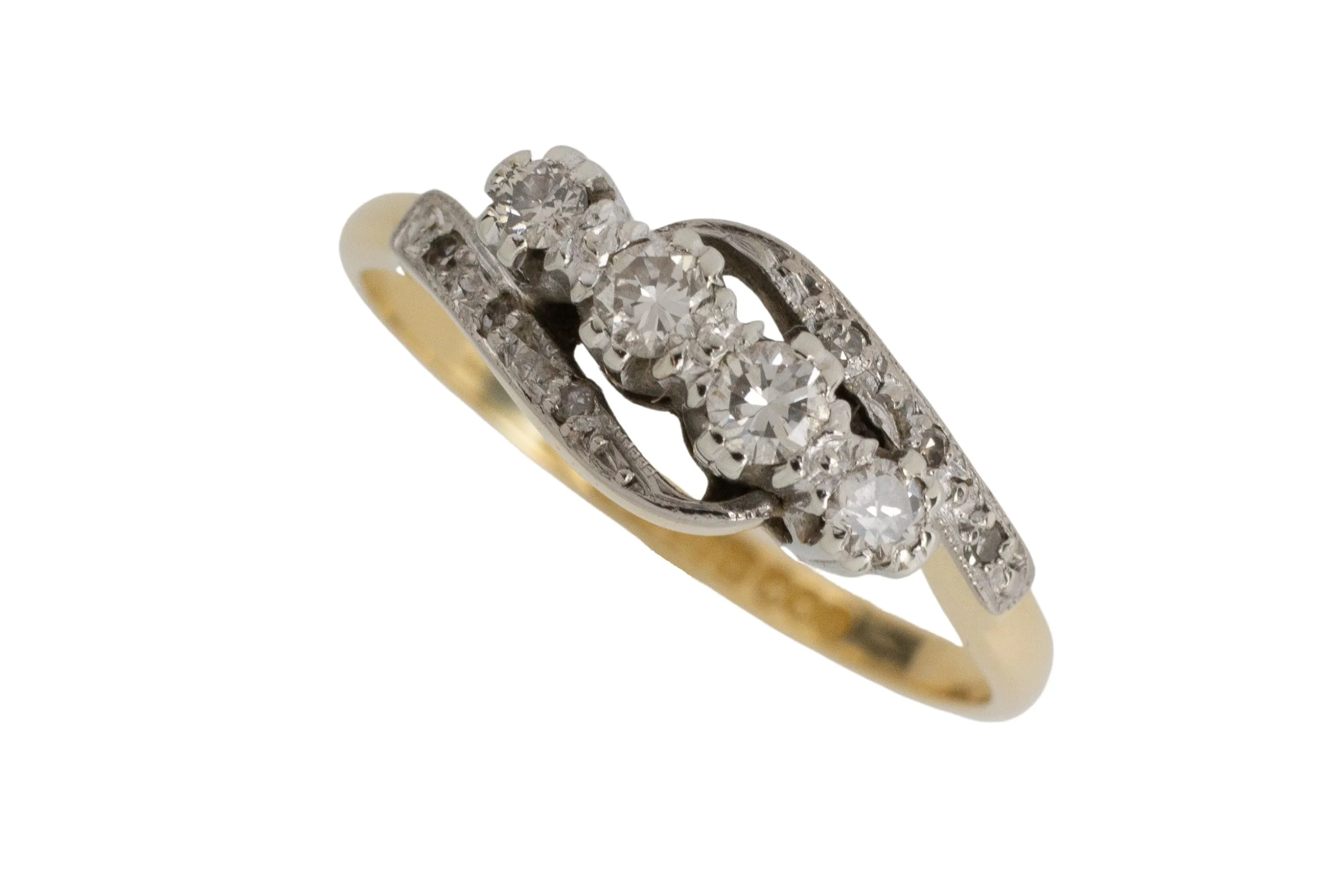 Vintage 18 carat gold diamond swirl ring