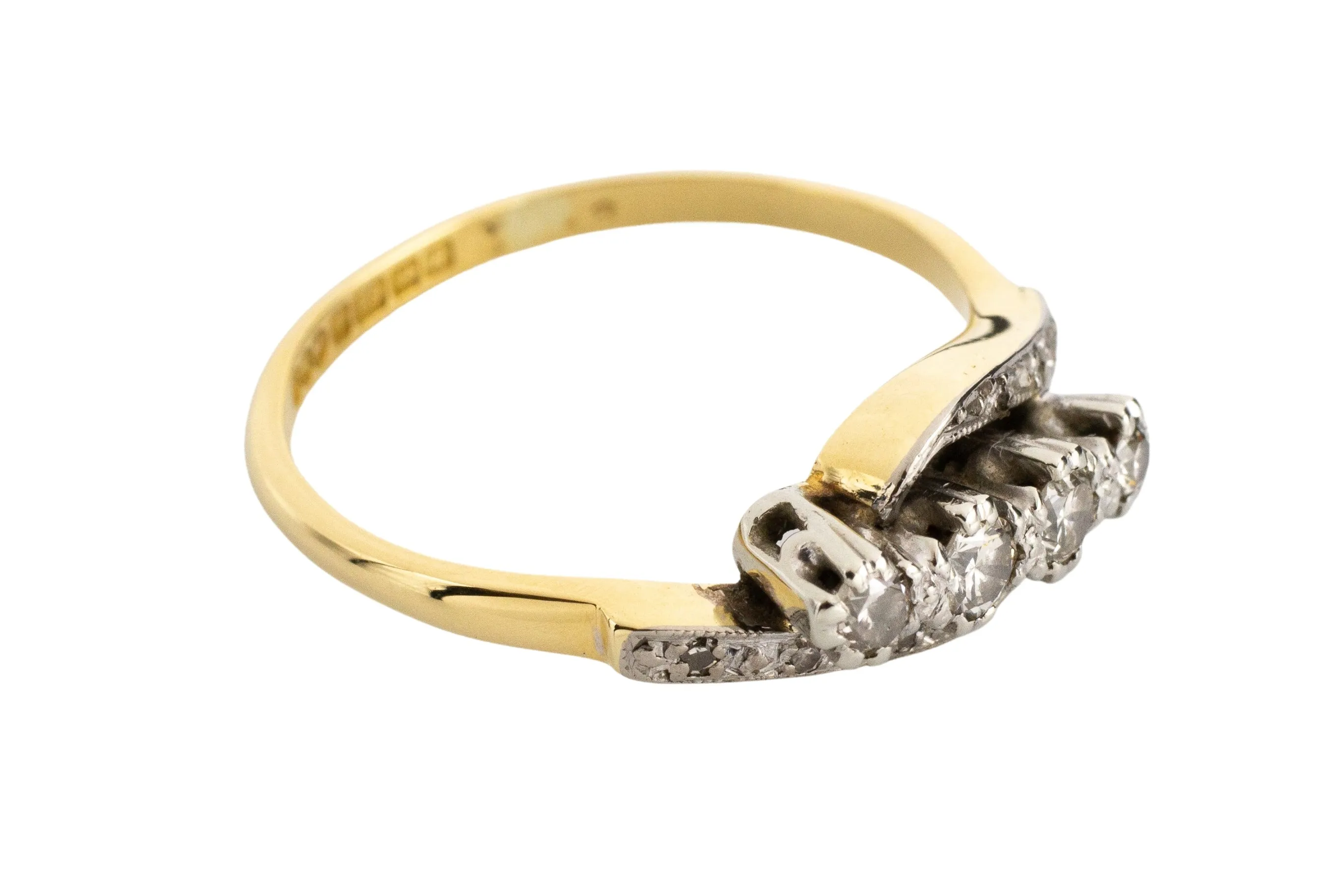 Vintage 18 carat gold diamond swirl ring