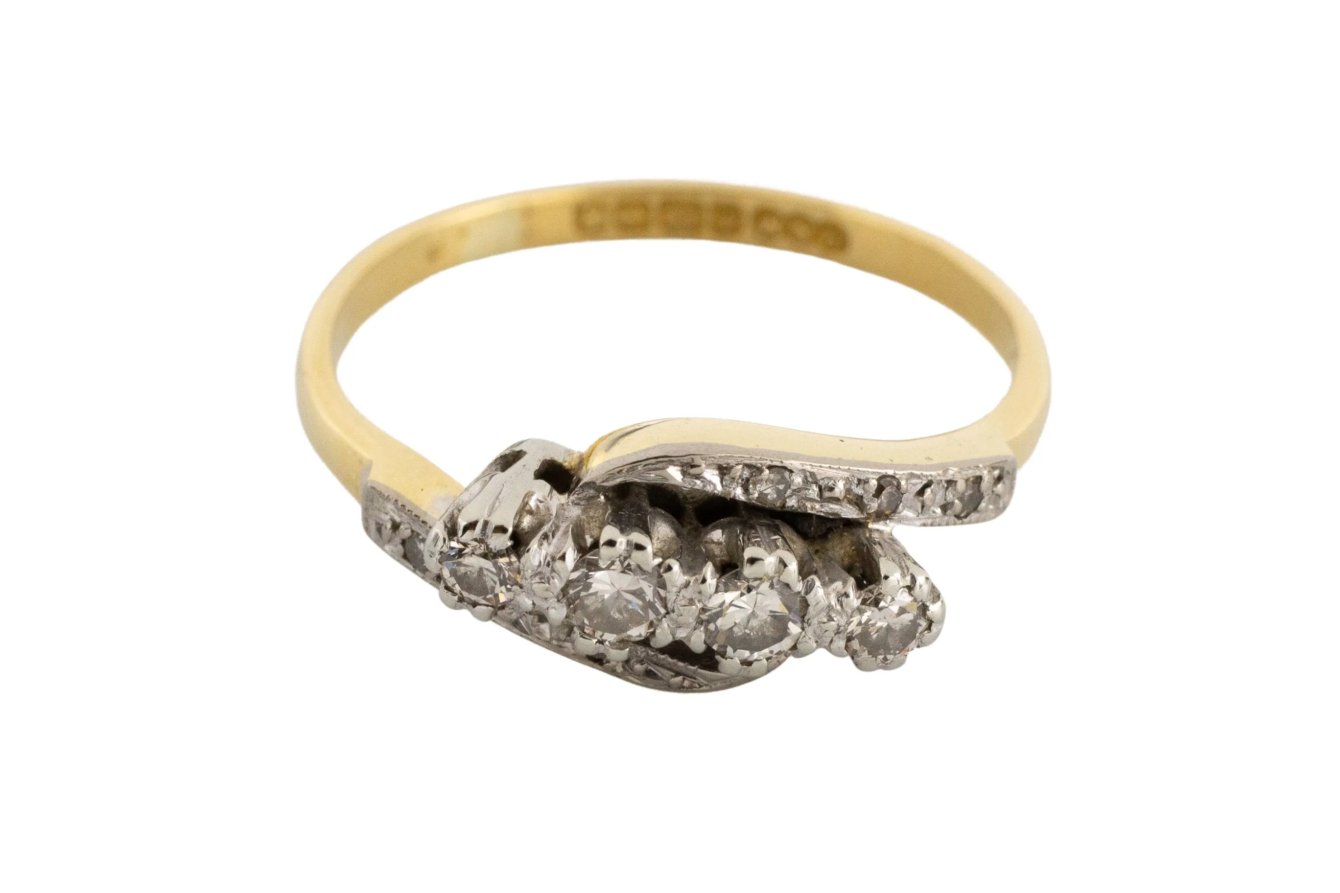Vintage 18 carat gold diamond swirl ring