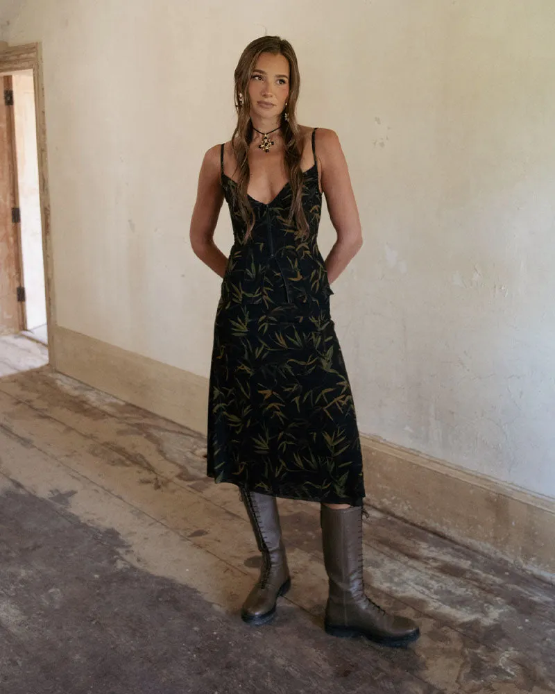 Vintage Leaves Midi Skirt
