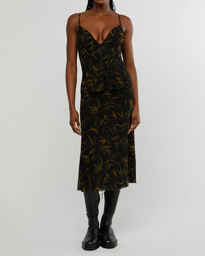 Vintage Leaves Midi Skirt