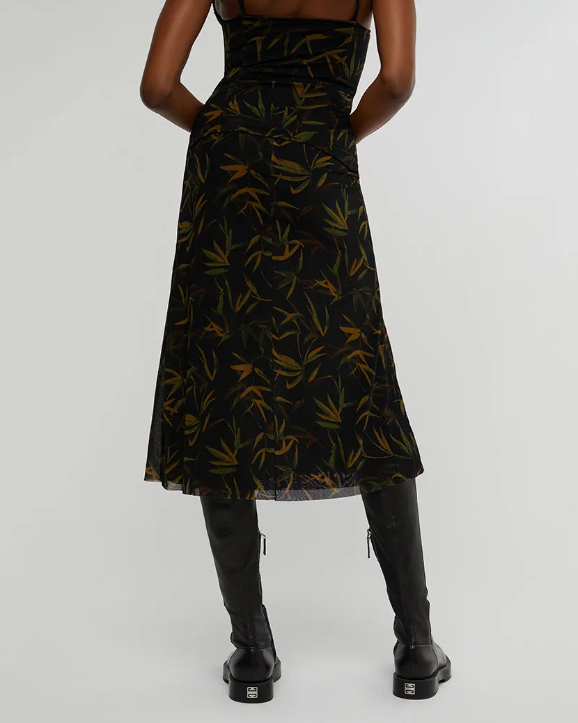 Vintage Leaves Midi Skirt
