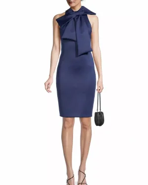 Von Bow Neck Sheath Dress In Pacific Blue | Pacific Blue