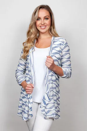 Wavy Stripe Cardigan Chambray
