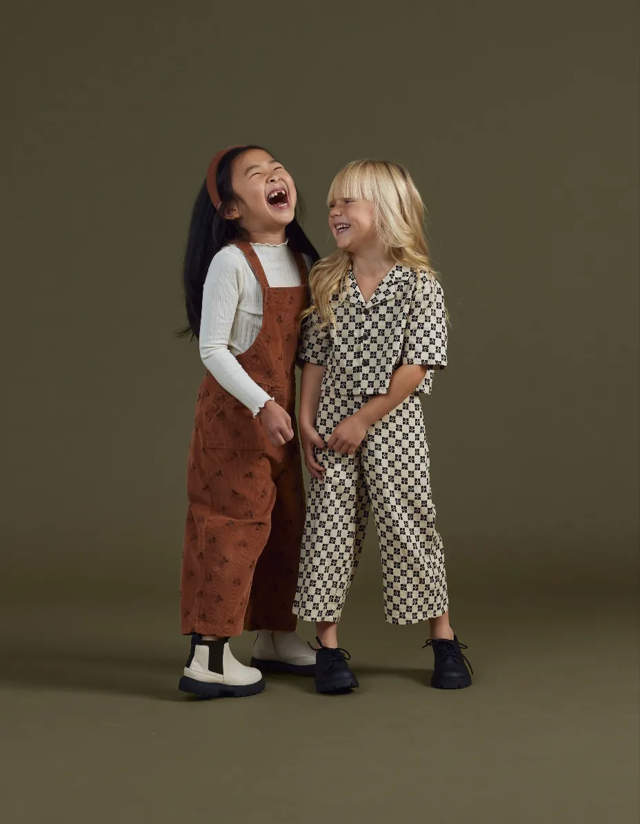 Wide Leg Overall Blossom Embroidery