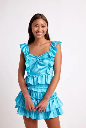 Willow Satin Mini Skirt Brilliant Blue