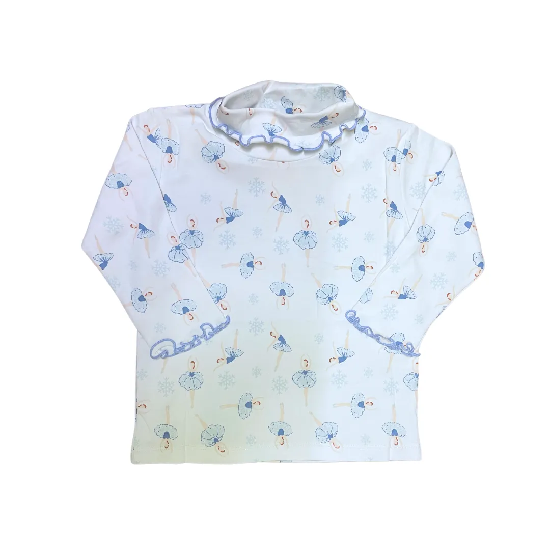 Winter Print Lettuce Edge Turtleneck