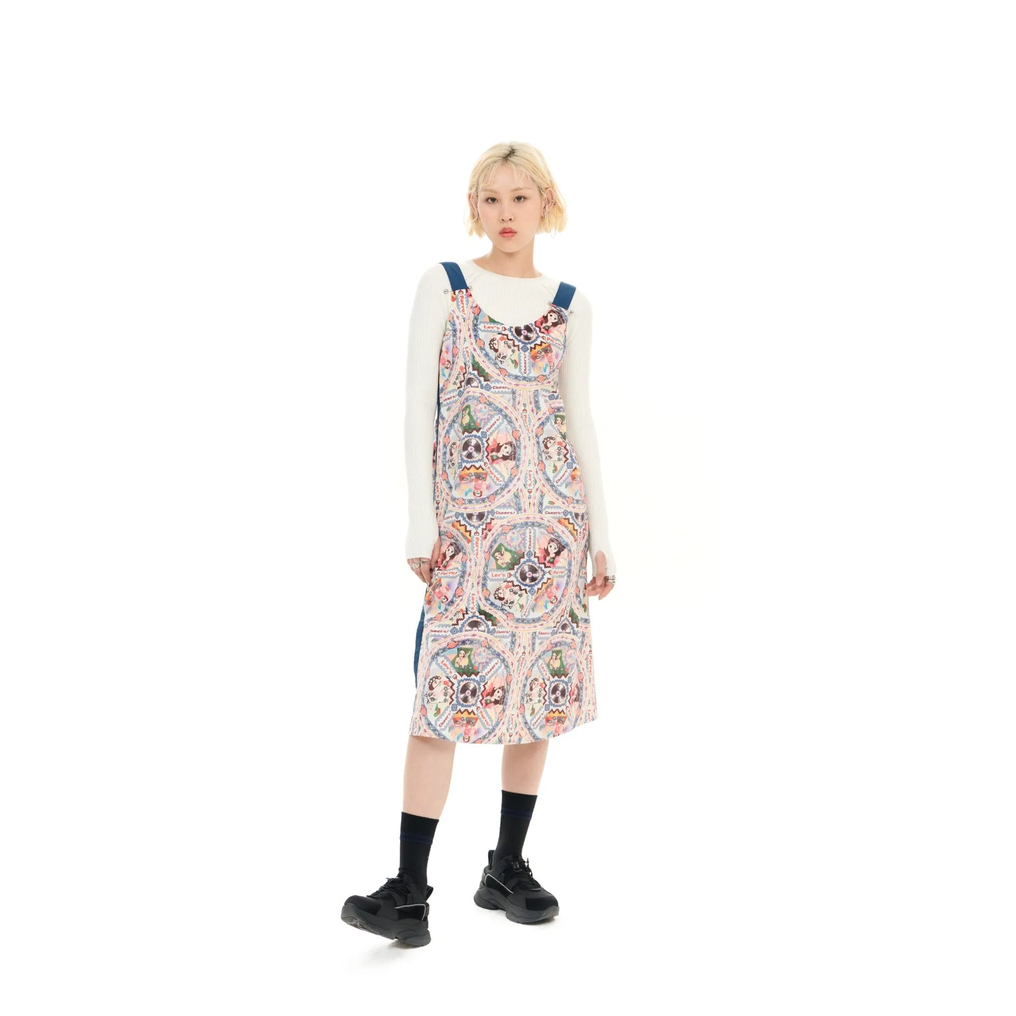 Women Overall Print Midi Dress - Pattern