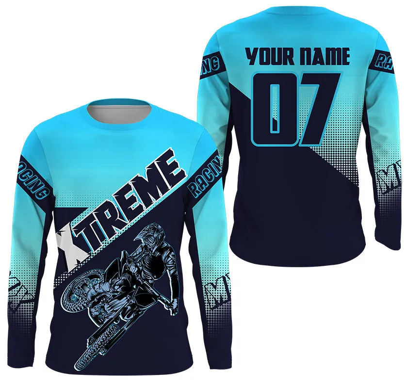 Xtreme MX Racing Jersey Custom Motocross UPF30  Blue Dirt Bike Off-road 3D Long Sleeve Motorcycle