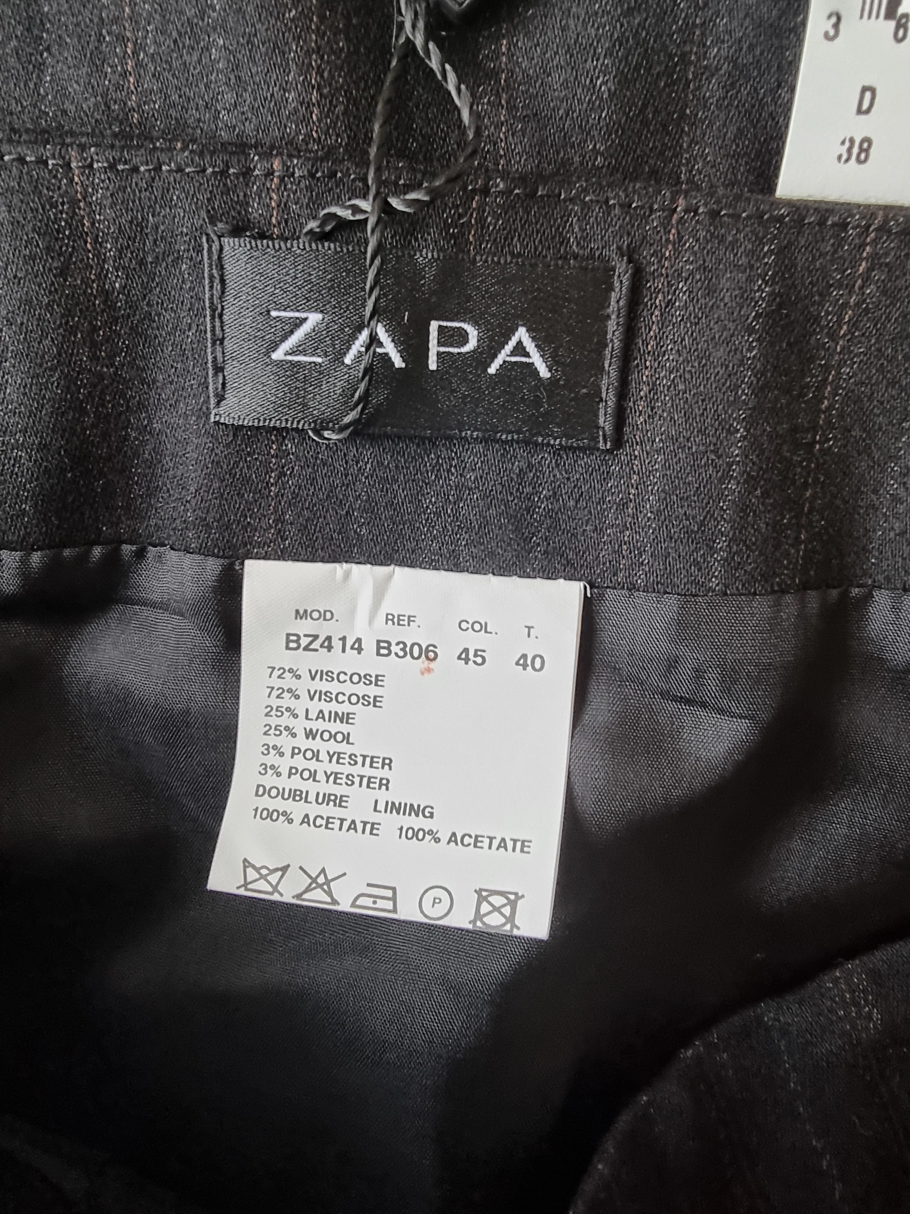 Zapa Black & Brown Herrigbone Design Skirt UK 12 US 8 EU 40