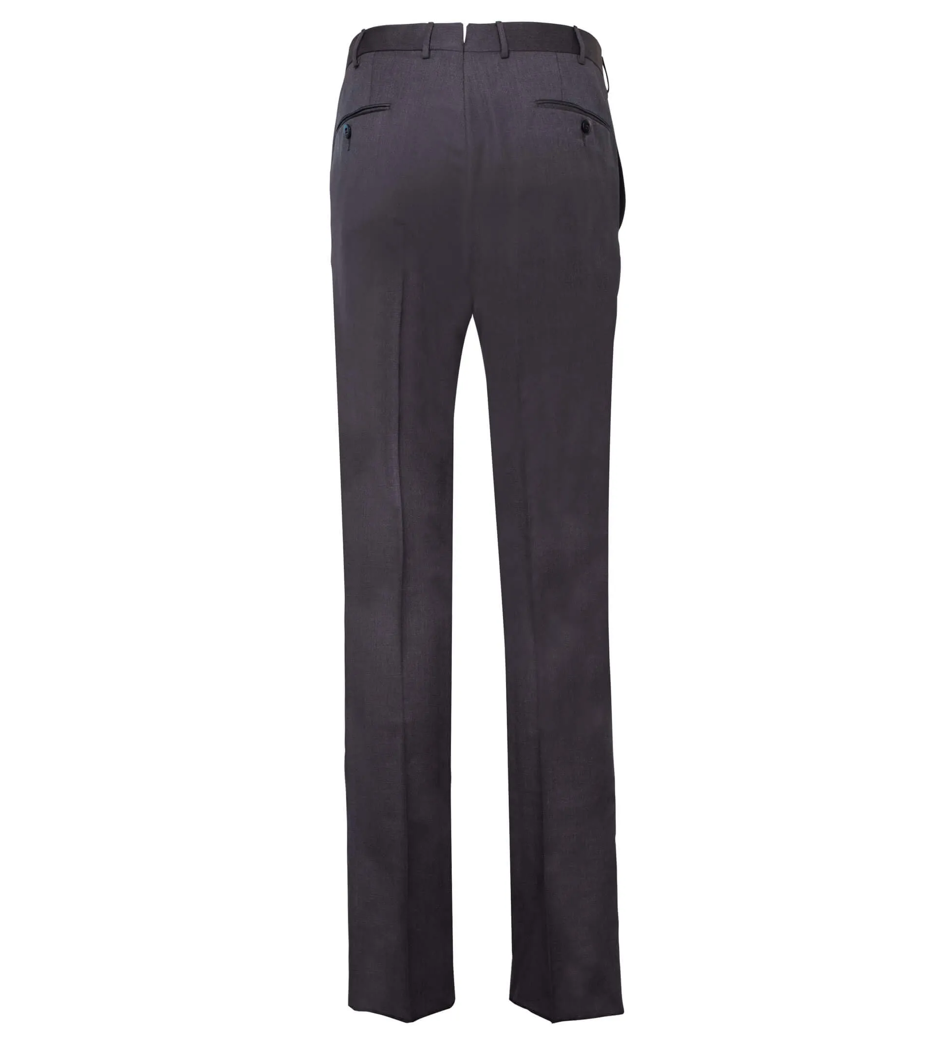 ZEGNA Flat Front Wool Trouser Charcoal