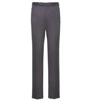 ZEGNA Flat Front Wool Trouser Charcoal